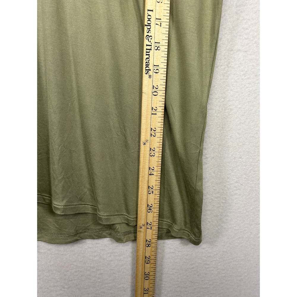 Minimalist Chicos Womens XL 3 Olive Green 100% Modal V-Neck Short Sleeve Top - Picture 5 of 10